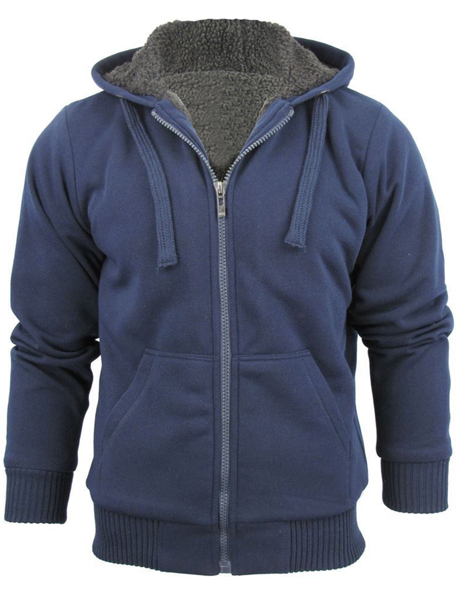 Men s Zip Up Borg Lined Hoodie in Navy Tokyo Laundry