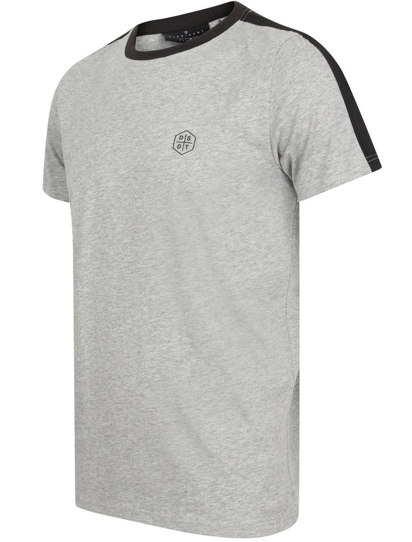 Kara Cotton Jersey T-Shirt with Tape Detail Sleeves In Light Grey Marl - Dissident