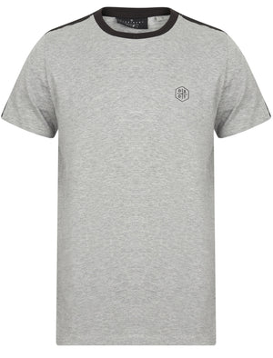 Kara Cotton Jersey T-Shirt with Tape Detail Sleeves In Light Grey Marl - Dissident