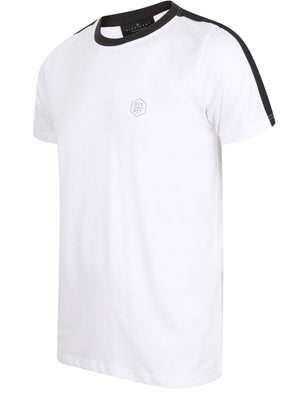 Kara Cotton Jersey T-Shirt with Tape Detail Sleeves In Optic White - Dissident