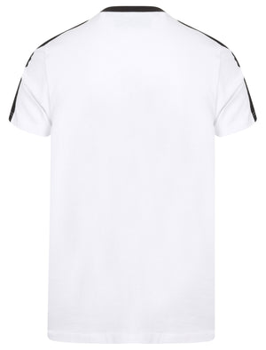 Kara Cotton Jersey T-Shirt with Tape Detail Sleeves In Optic White - Dissident