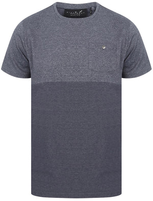 Kiku Block Design Cotton Jersey T-Shirt with Chest Pocket In Denim - Dissident