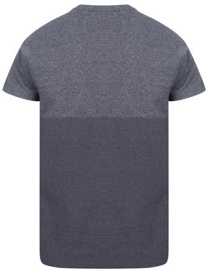 Kiku Block Design Cotton Jersey T-Shirt with Chest Pocket In Denim - Dissident