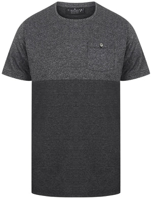 Kiku Block Design Cotton Jersey T-Shirt with Chest Pocket In Jet Black - Dissident