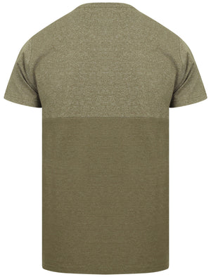 Kiku Block Design Cotton Jersey T-Shirt with Chest Pocket In Turtle Khaki - Dissident