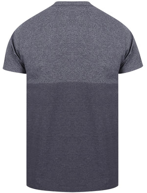 Koku Block Design Henley Neck T-Shirt with Chest Pocket In Denim - Dissident