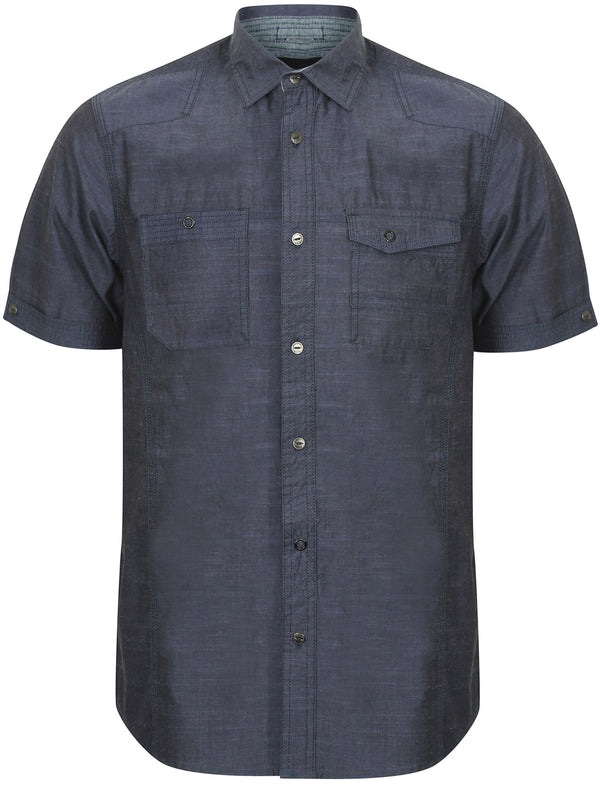 Kravitz Chambray Short Sleeve Shirt in Indigo Slub - Dissident