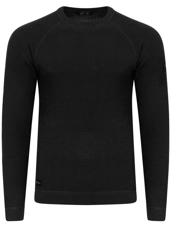 Krios Textured Crew Neck Jumper in Black - Dissident