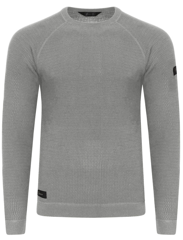 Krios Textured Crew Neck Jumper in Mid Grey Marl - Dissident