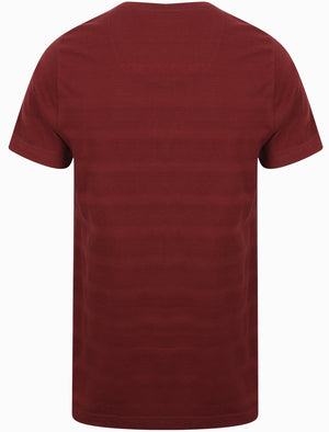 Leake Textured Stripe Cotton T-Shirt In Deep Red - Dissident