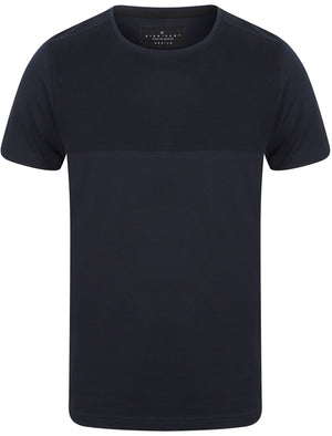 Lear Textured Cotton Crew Neck T-Shirt In Dark Sapphire - Dissident