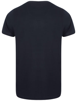 Lear Textured Cotton Crew Neck T-Shirt In Dark Sapphire - Dissident