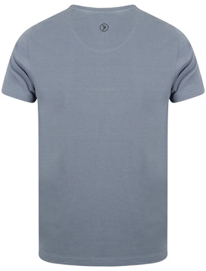 Lecky Cotton Pique Crew Neck T-Shirt In Dusty Blue - Dissident