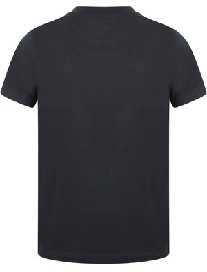 Leith Baseball Zip Up Neck Cotton T-Shirt In Dark Sapphire - Dissident
