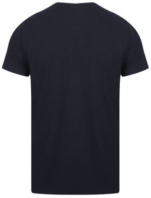 Lendal Textured Henley T-Shirt In Dark Sapphire - Dissident