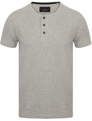 Lendal Textured Henley T-Shirt In Light Grey Marl - Dissident