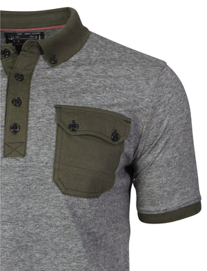 Lovato Microstripe Polo Shirt in Khaki / Black Grey Marl - Dissident