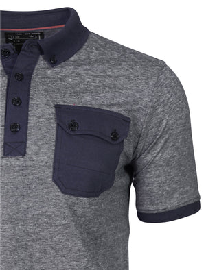 Lovato Microstripe Polo Shirt in True Navy / Grey Marl - Dissident