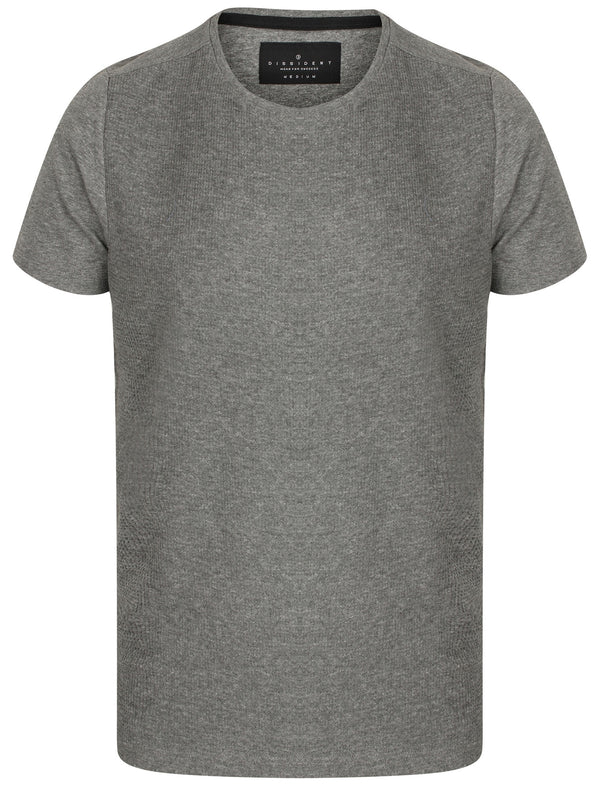 Lukin Waffle Textured Crew Neck T-Shirt In Mid Grey Marl - Dissident