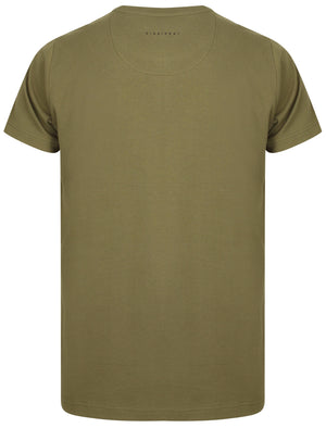 Lukin Waffle Textured Crew Neck T-Shirt In Olive Khaki - Dissident