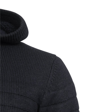 Macedonia Sherpa Lined Knitted Cardigan in Dark Navy - Dissident