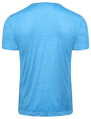 Manhatburn Motif Burnout T-Shirt in Blue Sea - Dissident