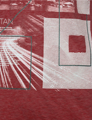 Manhatburn Motif Burnout T-Shirt in Bordeaux - Dissident