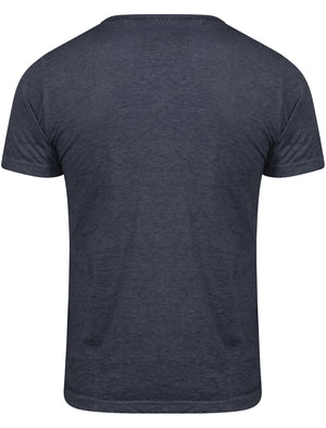Manhatburn Motif Burnout T-Shirt in Slate Blue - Dissident