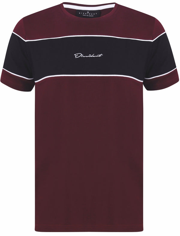 Marley Cotton Jersey T-Shirt with Contrast Panel in Winetasting - Dissident