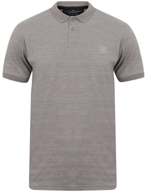 Matsuki Textured Stripe Cotton Jersey Polo Shirt In Frost Grey - Dissident