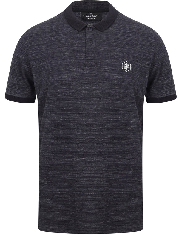 Matsuki Textured Stripe Cotton Jersey Polo Shirt In Iris Navy - Dissident