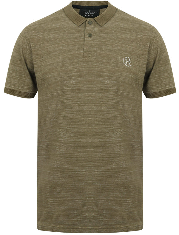 Matsuki Textured Stripe Cotton Jersey Polo Shirt In Turtle Khaki - Dissident