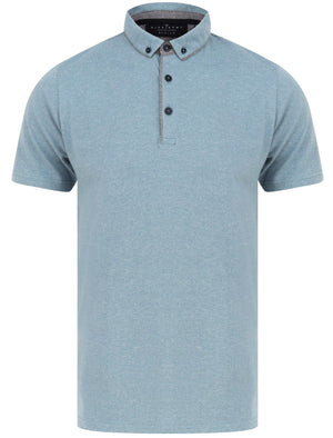 Mayplace 2 Fleck Stripe Cotton Jersey Polo Shirt In Citadel Blue - Dissident