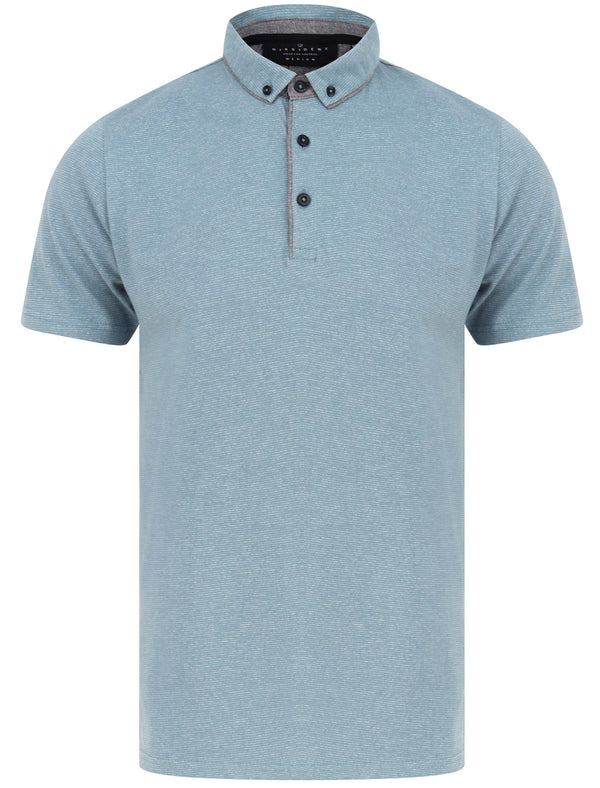 Mayplace 2 Fleck Stripe Cotton Jersey Polo Shirt In Citadel Blue - Dissident
