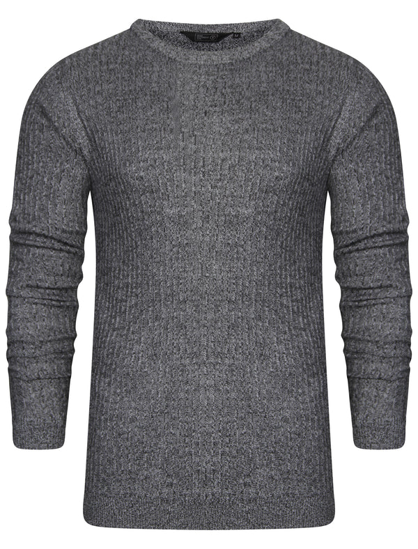 Mellow Crew Neck Knitted Jumper in Black / Optic White - Dissident
