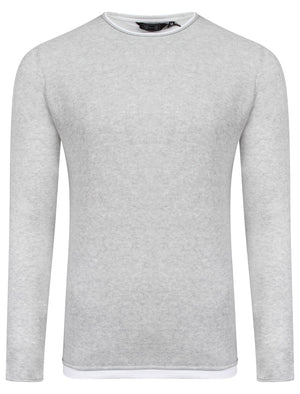 Misty Mock T-Shirt Insert Textured Jumper in Light Silver Marl - Dissident