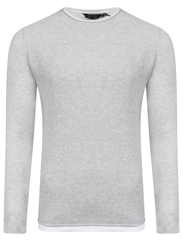 Misty Mock T-Shirt Insert Textured Jumper in Light Silver Marl - Dissident