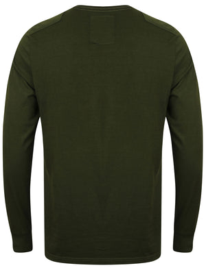 Mowder Long Sleeve Top with Embroidered Badges in Olive Night - Dissident