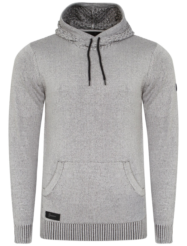 Nachor Pullover Hooded Jumper in Light Grey Marl - Dissident