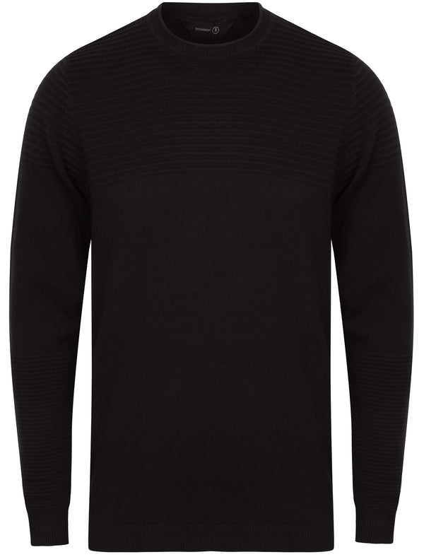 Neston Crew Neck Ripple Knit Jumper in Black - Dissident