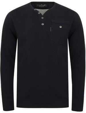 Ngami Cotton Jersey Long Sleeve Top with Mock Layer In Navy - Dissident