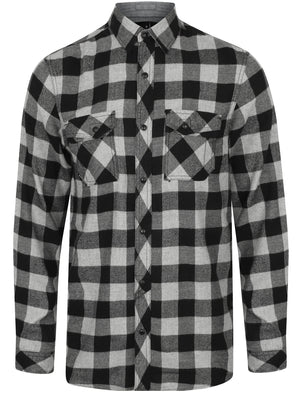 Peres Brushed Cotton Checked Shirt In Light Grey / Charcoal - Dissident