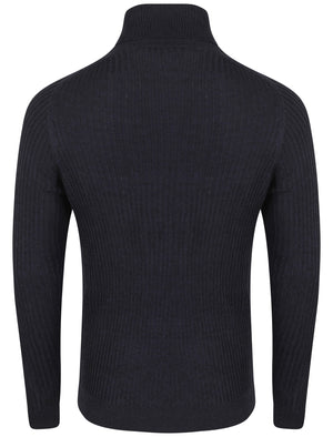 Peyroux Ribbed Roll Neck Jumper in Blue - Dissident