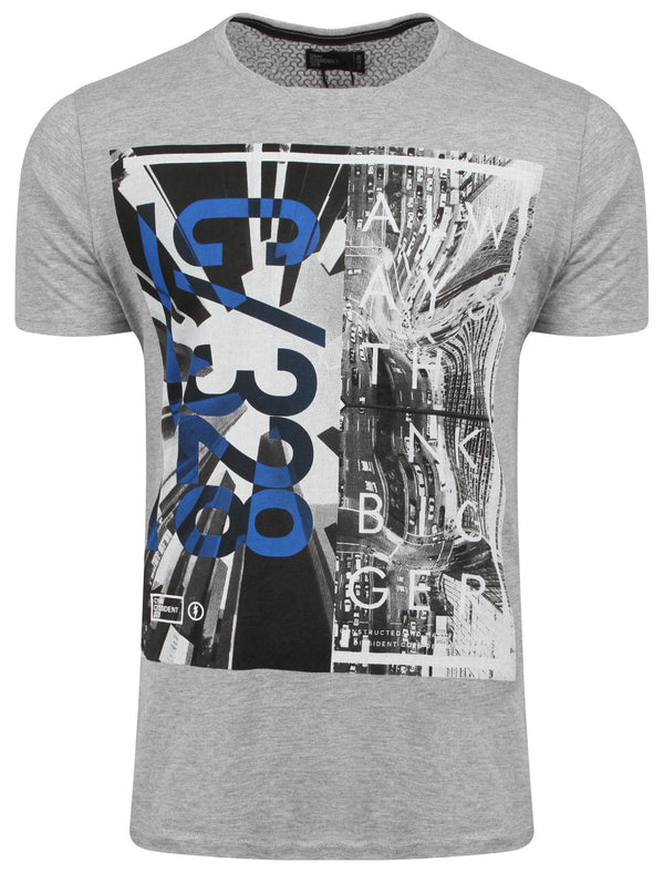 Prism Motif Cotton T-Shirt in Light Grey Marl - Dissident