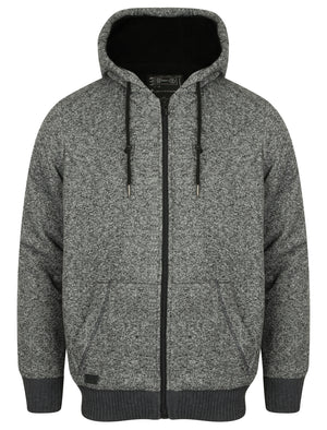 Rammer Zip Through Hoodie with Borg Lining in Charcoal Fleck - Dissident