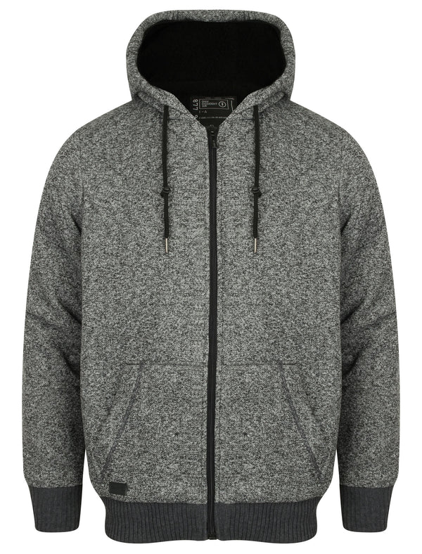 Rammer Zip Through Hoodie with Borg Lining in Charcoal Fleck - Dissident