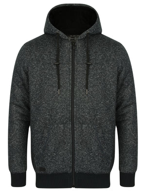 Rammer Zip Through Hoodie with Borg Lining in Navy Fleck - Dissident