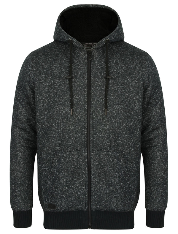 Rammer Zip Through Hoodie with Borg Lining in Navy Fleck - Dissident