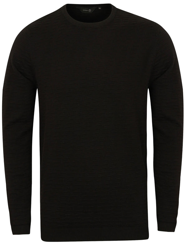 Redrow Crew Neck Knitted Jumper in Black - Dissident