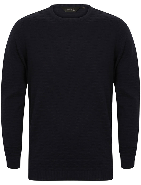 Redrow Crew Neck Knitted Jumper in Dark Navy - Dissident
